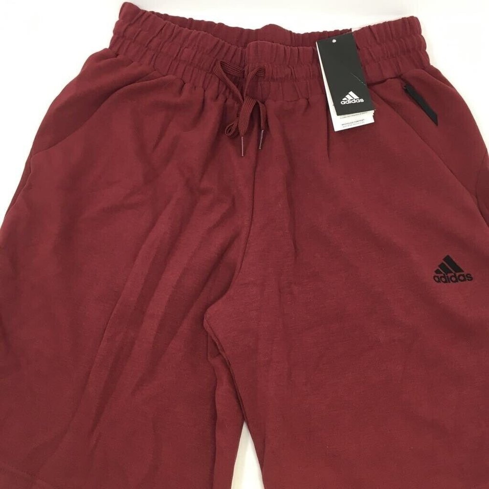 Adidas Men Sweat Activewear Shorts Red Drawstring Adjustable Waist M New - Picture 2 of 6